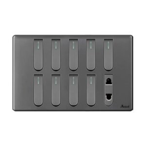 AQUA NEO SUPER GREY 9 GANG SWITCH + 1 SOCKET