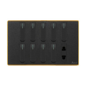 AQUA NEO ACRYLIC BLACK 9 GANG SWITCH + 1 SOCKET