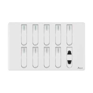 AQUA NEO SUPER WHITE 9 GANG SWITCH + 1 SOCKET
