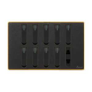 AQUA NEO ACRYLIC BLACK 9 GANG SWITCH + 1 SOCKET
