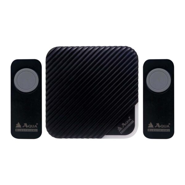 AQUA DIGITAL WIRELESS DOOR CHIME WITH DOUBLE REMOTE 9141 (BLACK)
