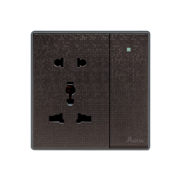 Aqua Icon Brown 1 Gang Universal Socket