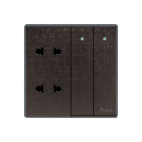 Aqua Icon Brown 2 Gang Switch Plus 2 Sockets