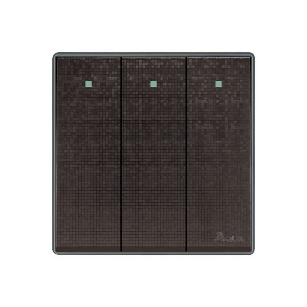 Aqua Icon Brown 3 Gang 1 Way Switch