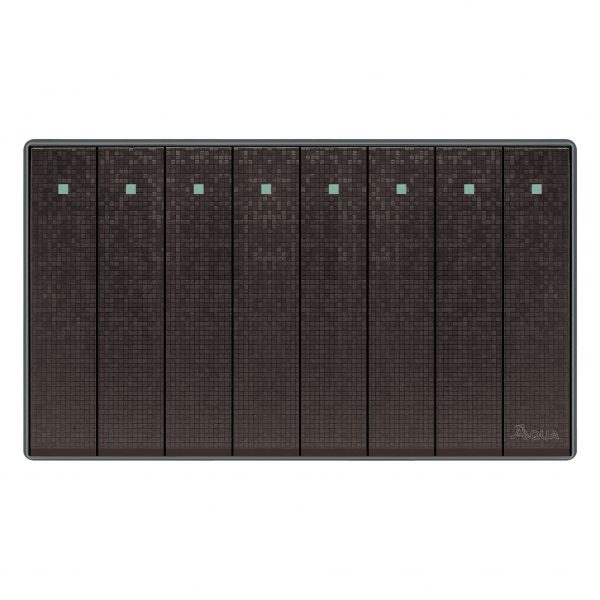 Aqua Icon Brown 8 Gang Switch