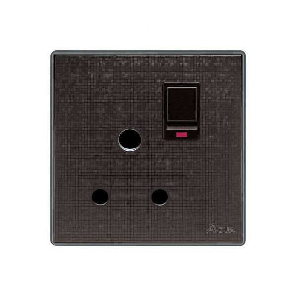 Aqua Icon Brown 15 AMP Power Switch Socket With Neon
