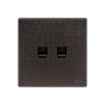 Aqua Icon Brown Double Telephone Socket