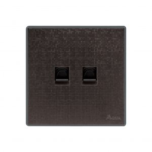 Aqua Icon Brown Double Telephone Socket