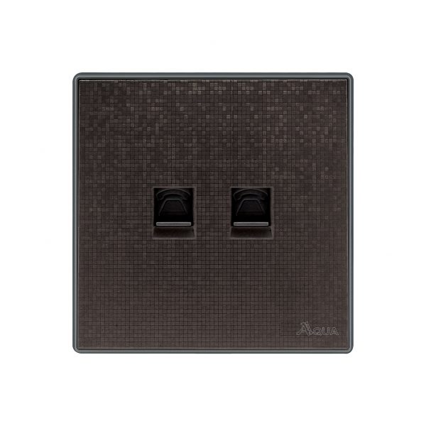 Aqua Icon Brown Double Telephone Socket