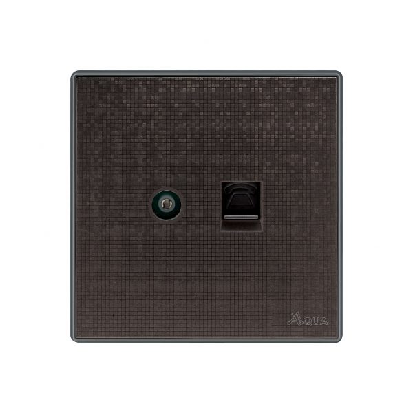Aqua Icon Brown TV Plus Telephone Socket