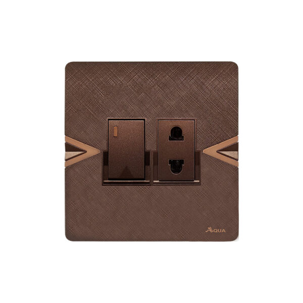 AQUA ARROW BROWN 1 GANG SWITCH + 1 SOCKET