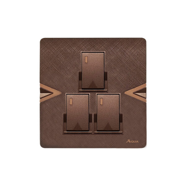 AQUA ARROW BROWN 3 GANG SWITCH