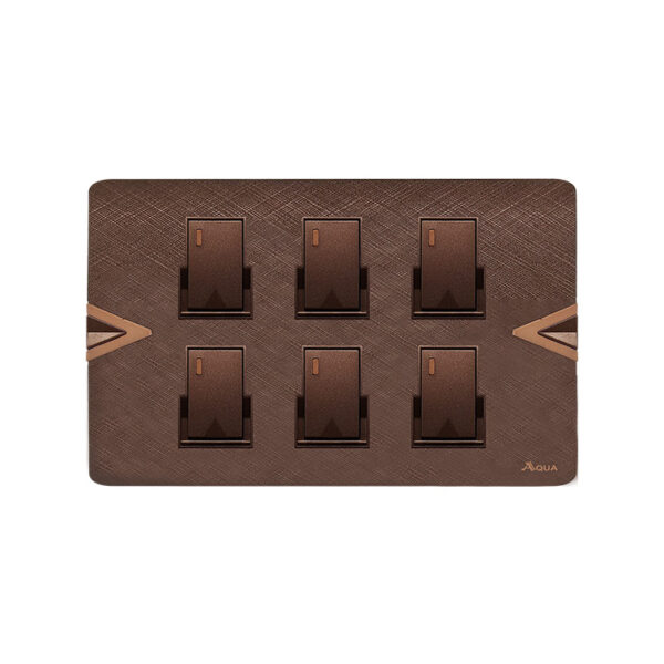AQUA ARROW BROWN 6 GANG SWITCH