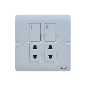 AQUA ARROW WHITE 2 GANG SWITCH + 2 SOCKET