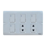 AQUA ARROW WHITE 4 GANG SWITCH + 2 SOCKET