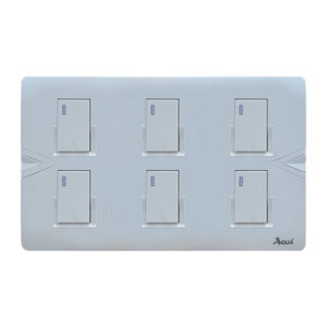 AQUA ARROW WHITE 6 GANG SWITCH