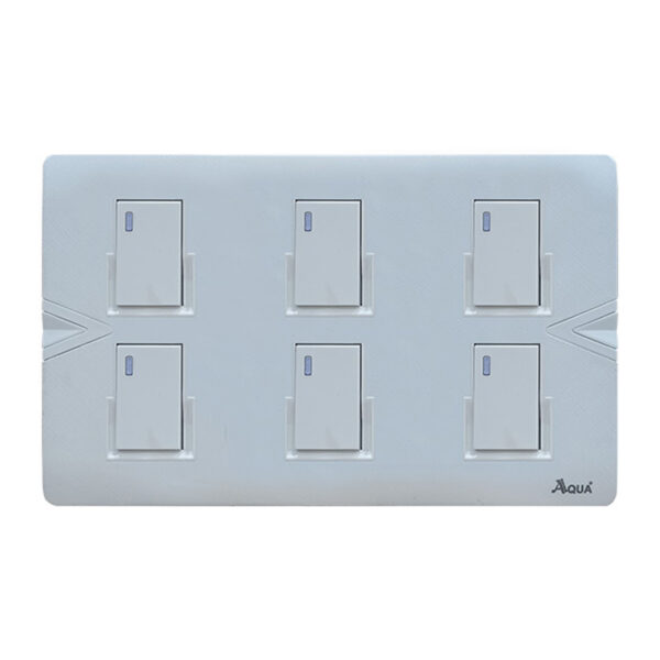 AQUA ARROW WHITE 6 GANG SWITCH