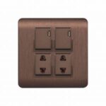 AQUA EDGE BROWN 2 GANG SWITCH PLUS 2 SOCKET