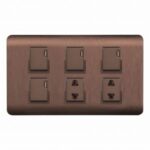 AQUA EDGE BROWN 4 GANG SWITCH PLUS 2 SOCKET