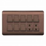 AQUA EDGE BROWN 8 GANG SWITCH PLUS 2 SOCKET