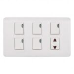 AQUA EDGE WHITE 5 GANG SWITCH PLUS 1 SOCKET