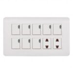AQUA EDGE WHITE 8 GANG SWITCH PLUS 2 SOCKET