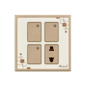 AQUA GLOW 3 GANG SWITCH PLUS 1 SOCKET