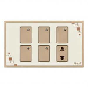 AQUA GLOW 5 GANG SWITCH PLUS 1 SOCKET
