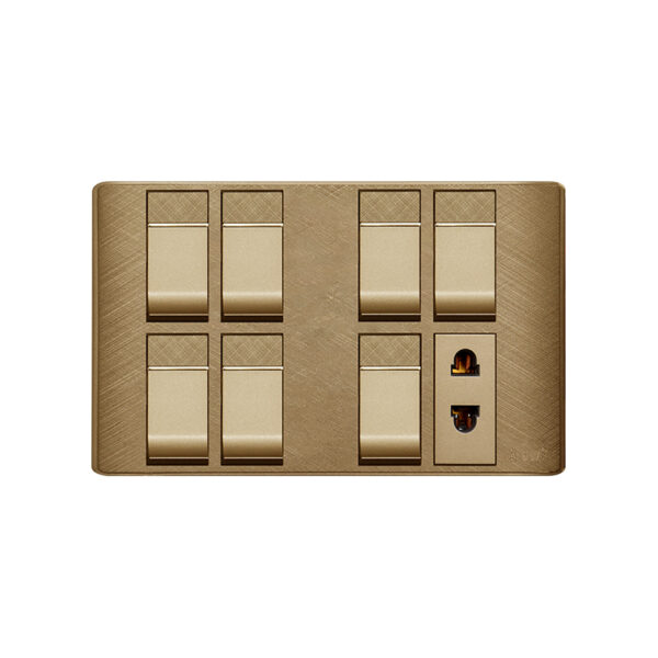 AQUA PINE GOLD 7 GANG SWITCH + 1 SOCKET
