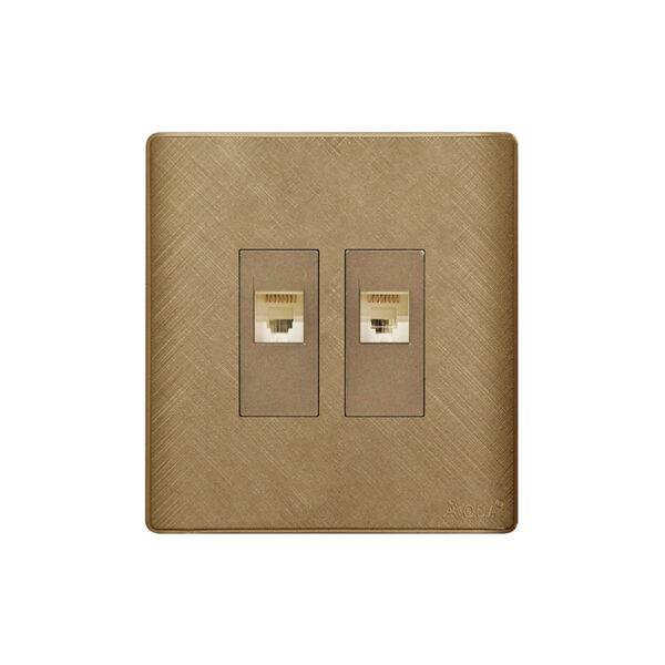 AQUA PINE GOLD DOUBLE TELEPHONE SOCKET