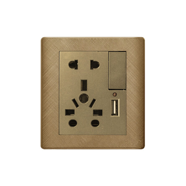 AQUA PINE GOLD UNIVERSAL SOCKET + USB CHARGER
