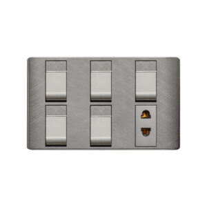 AQUA PINE GREY 5 GANG SWITCH + 1 SOCKET
