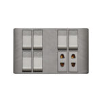 AQUA PINE GREY 6 GANG SWITCH + 2 SOCKET