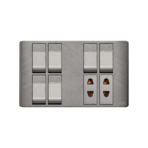 AQUA PINE GREY 6 GANG SWITCH + 2 SOCKET