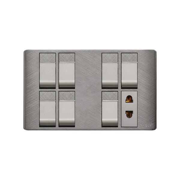 AQUA PINE GREY 7 GANG SWITCH + 1 SOCKET