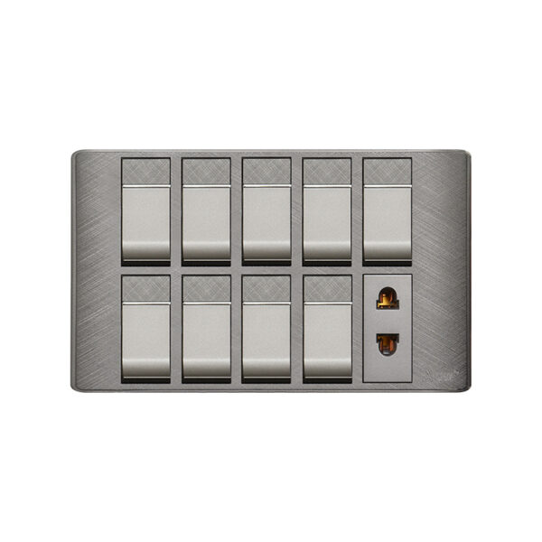 AQUA PINE GREY 9 GANG SWITCH + 1 SOCKET