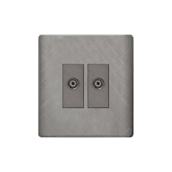 AQUA PINE GREY DOUBLE TV SOCKET