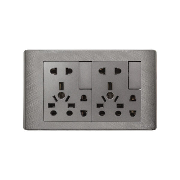 AQUA PINE GREY DOUBLE UNIVERSAL SOCKET