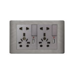 AQUA PINE GREY DOUBLE UNIVERSAL SOCKET + USB CHARGER