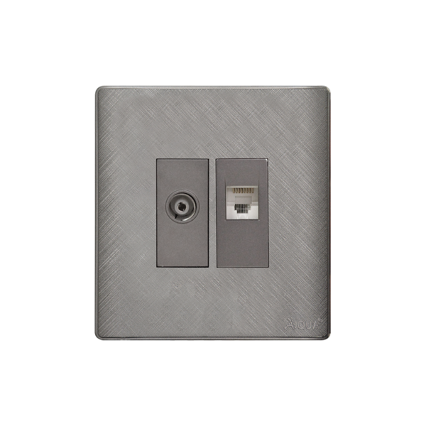 AQUA PINE GREY TV + TELEPHONE SOCKET