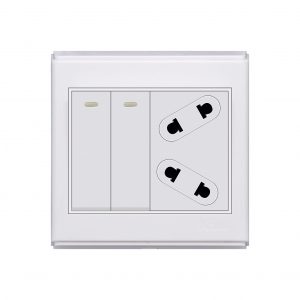 AQUA SAPPHIRE 2 GANG SWITCH PLUS 1 SOCKET