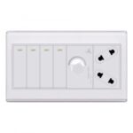 AQUA SAPPHIRE 4 GANG SWITCH PLUS 1 SOCKET PLUS 1 DIMMER