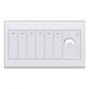 AQUA SAPPHIRE 6 GANG SWITCH PLUS 1 DIMMER