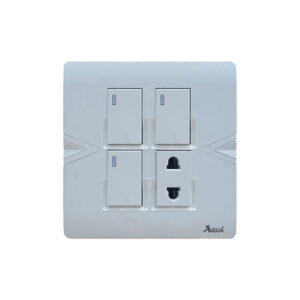 AQUA ARROW WHITE 3 GANG SWITCH + 1 SOCKET