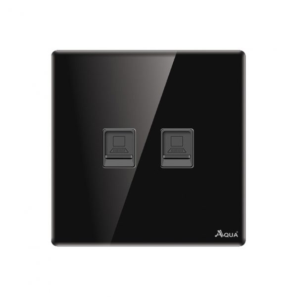 Aqua Quad black Series Double Data Socket