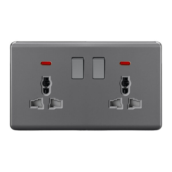 Aqua Elegance Grey Double Universal Sockets