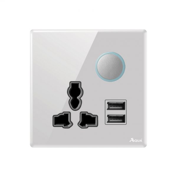 Aqua Roman White Series Multi Socket Plus Dual USB