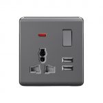Aqua Elegance Grey Multi Socket +2 USB Charger