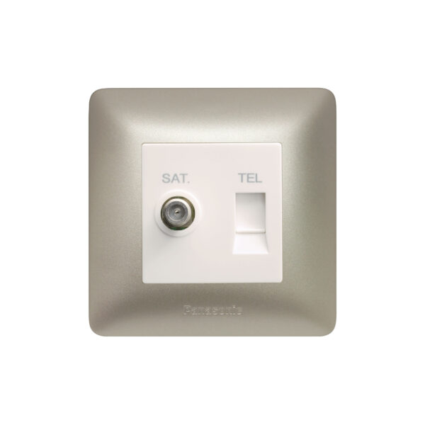 Panasonic 1G TV Socket (F-Type) + 1G Tel Socket 6p 4C (RJ 11/12)