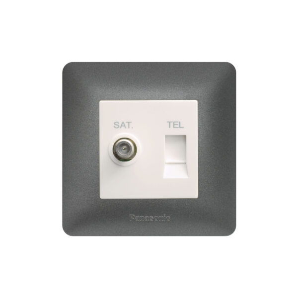 Panasonic 1G TV Socket (F-Type) + 1G Tel Socket 6p 4C (RJ 11/12)